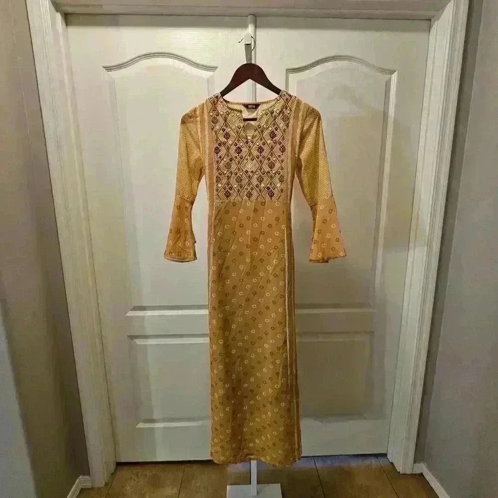 Indya Elegant Yellow Ethnic Kurta with Intricate Embroidery